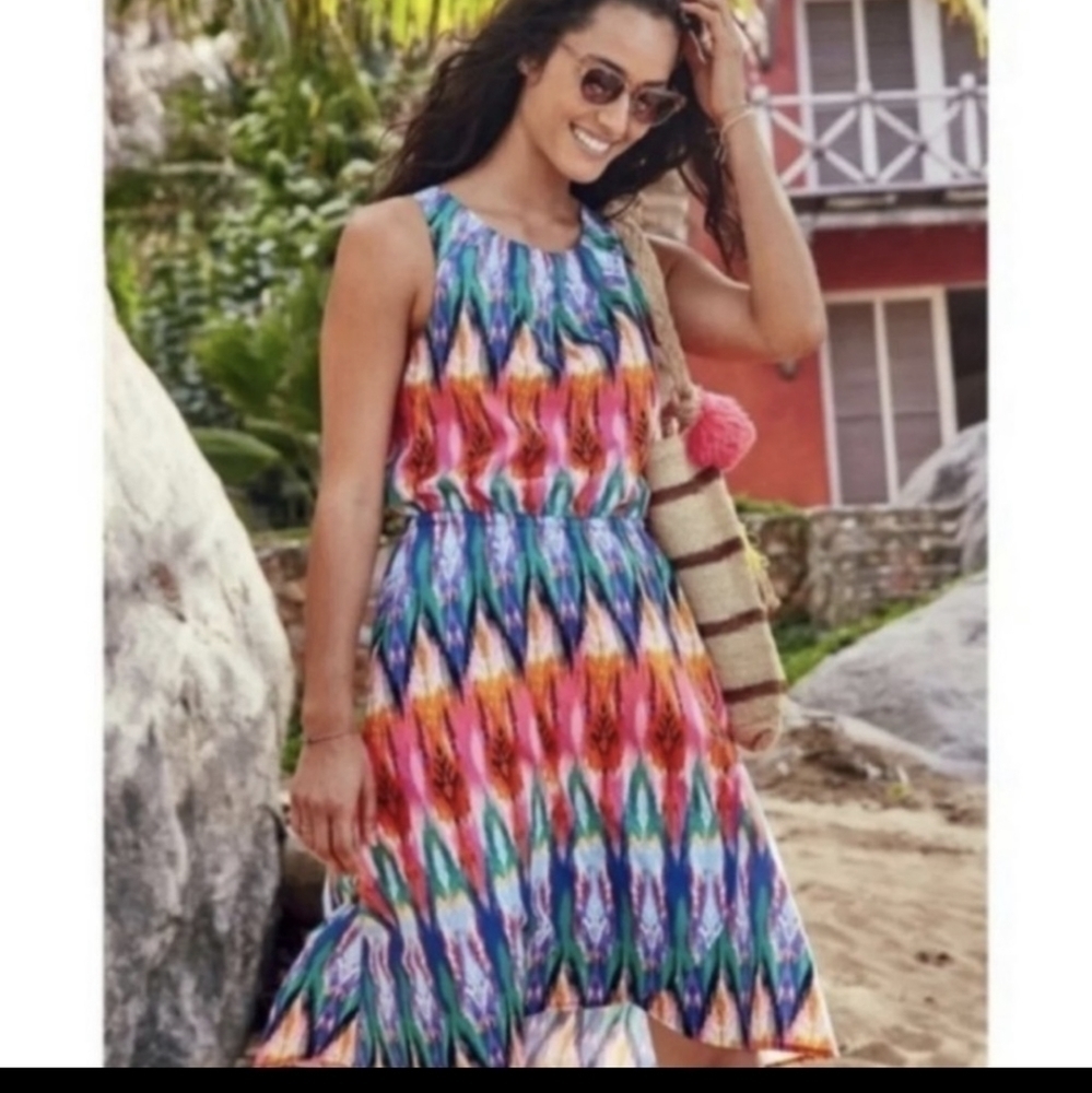 𝅺ATHLETA Martinique Sports Dress Multicolor Ikat Faux Wrap S